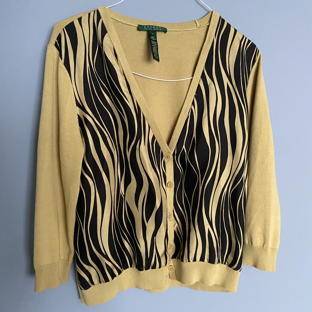 Ralph Lauren tiger print cardigan.
